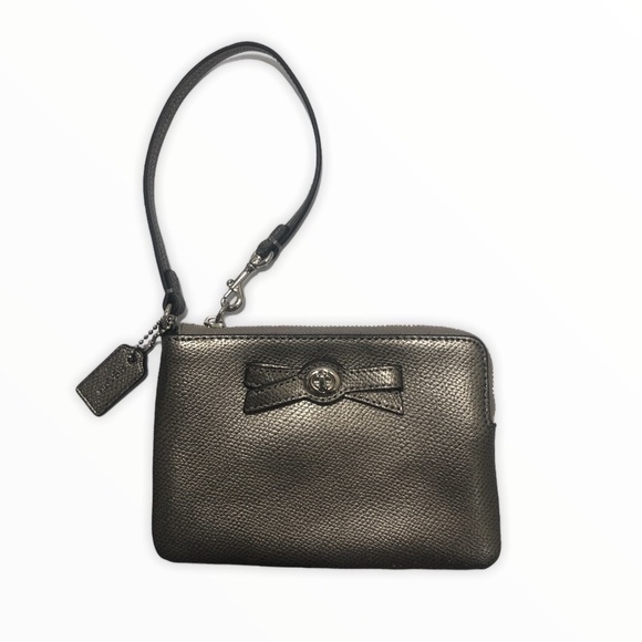 Coach Silver Bow Turnlock Wristlet Bag